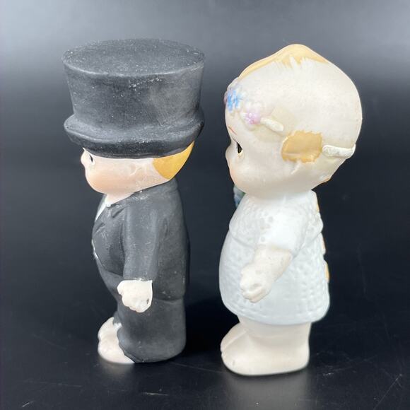 Kewpie Boy in Suit & Girl Wearing Flower Crown Porcelain Bisque, Shackman Japan - Picture 5 of 13